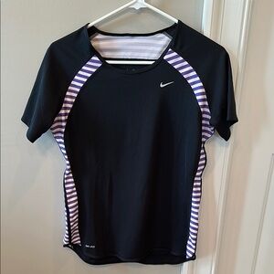 Nike Women's Black Top with Purple Stripes